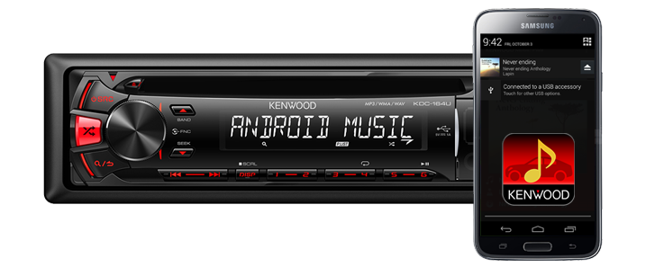 KDC-164UR Android smartphone Kenwood Music App