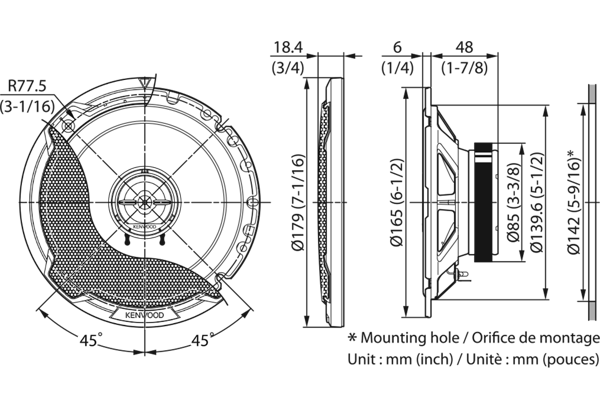 Kenwood KFC-PS1796 6.5" 2-Way Coaxial Speakers - 330W Peak / 100W RMS, Performance Series