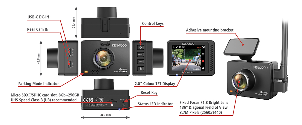 DRV-A510W dash cam layout